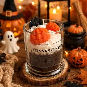 Pumpkin Novelty Shaped Soy Wax Scented Candle Handmade Holiday Candle For Home Decor Party Gift