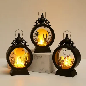 Pumpkin Witch Electronic Halloween Magical with This Vintage LED Horror Candle Lights Atmosphere Candle Decorative Light