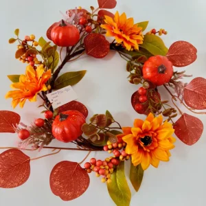 Pumpkin Wreath Plastic Waterproof Eco Friendly Durable 34cm Halloween Thanksgiving Decor