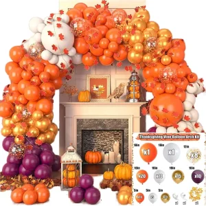 Purple Burst Orange Party Decorations Thanksgiving Christmas Vine Balloon Arch Kit Autumn Festival Chinese New Year Easter