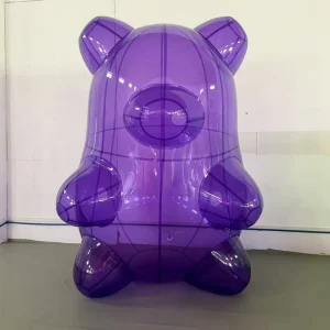 Purple Customized Giant Gummy Lovely Decoration Doll Clear PVC Teddy Inflatable Transparent Bear for Decoration