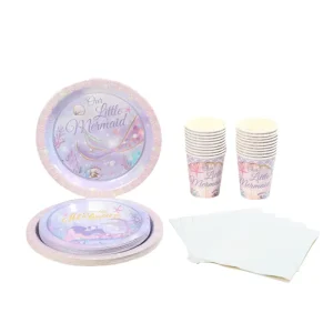 Purple Disposable Birthday Party Supplies Happy Party Birthday Decoration Sets for Kids With Plates Cups Napkins