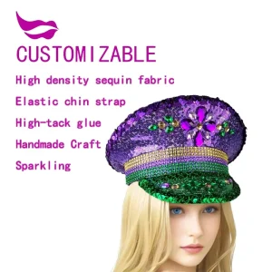 Purple Green Gold Party Hat Outdoor Mardi Gras Birthday Party Supplies Rave Wear Cosplay Costume Accessory