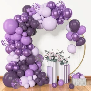 Purple Latex Balloons Garland Arch Kit with Confetti for Easter Baby Shower Birthday Wedding Parties Decorations