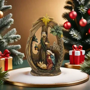 Pyramid Music Tree Hole Horse Trough Character Ornament Religious Love Festival Home Desktop Decoration Resin Hand-painted