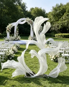 QZ014 Original Design Organza Wedding Decoration Centerpiece Iron Support Luxury Streamer Decoration