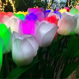 RGB DMX Artificial Rose Tulip Flower Lights with 512 DMX Controller for Outdoor Event and Project Decorative Lighting