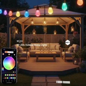 RGB LED Bulb String Light Holiday Christmas Outdoor IP65 Waterproof S14 Decorative Lamp Backyard Party Decoration