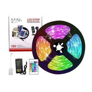 RGB SMD5050 Flexible LED Strip Light 5M 60L IP65 Cuttable Tricolor Decorative Lighting