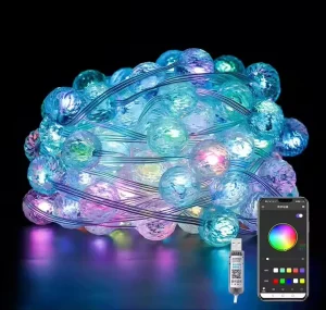 RGB Smart APP Control LED Ball Garland Fairy String Lights Multi Color Outdoor Holiday Wedding Party Light Decor