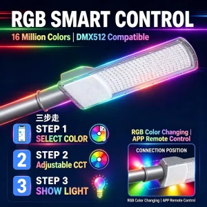 RGB Smart Street Light 16 Million Colors DMX512 Remote Control Color Changing LED Pole Lamp for Park Square Festival Decoration