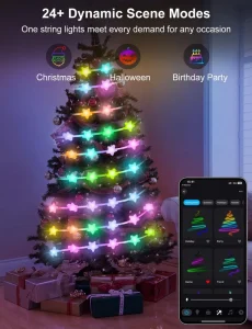 RGB Starlight Fairy LED String Lights APP Remote Control Music Waterproof Plug-in Outdoor Festival Decorative Lights for Events