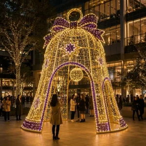 RGB Walk-through Bell Motif Light Color Changing 10ft IP65 Remote Outdoor Mall Christmas Decoration CE UL RoHS