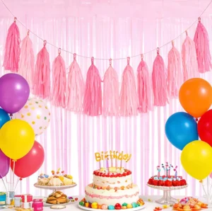 Rainbow Curtain Tassel Set Back to School Birthday & Chinese New Year Party Decor Durable Waterproof Indoor Use