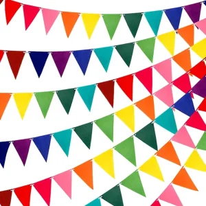 Rainbow Felt Fabric Pennant Banners Multicolor Party Garland for Birthday Party Classroom Decoration