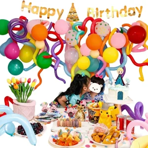 Rainbow Latex Birthday Balloons Happy Birthday Banner for Adults & Kids Long Balloons Made in China