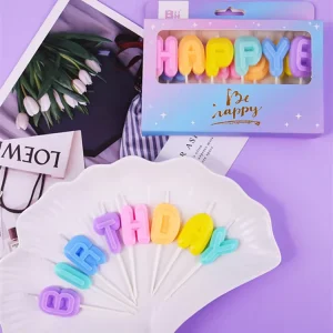 Rainbow Party Favor Supplies Rose Gold Birthday Cake Candles Decorative Happy Birthday Candles