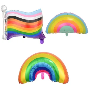 Rainbow Series Foil Balloons Set Striped Background Balloons for Baby Shower Balloons Party Decorations Party Supplies