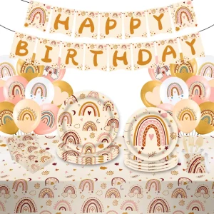 Rainbow Theme Party Supplies Disposable Paper Plates Birthday Party Birthday Decorations Baby Shower Serve 24 Party Set