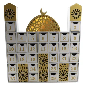 Ramadan Advent Calendar Eid Mubarak Countdown Calendar Wooden Drawer Ornament for Home Party Decoration