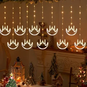Ramadan Eid Decoration Fairy Led Multi color PVC Moon Star Middle East Islamic Muslim Party Festival Curtain Wall Light Dimmable