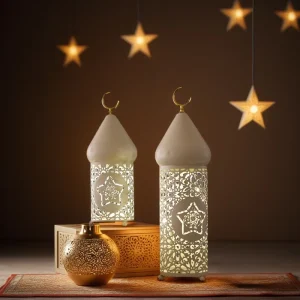 Ramadan Festival Hollowed Out LED Decorated Metal Lanterns Muslim Middle Eastern Celebration of Eid Al Fitr Activities