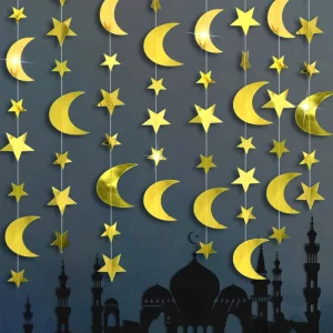 Ramadan Festival Paper Decorations Muslim Festival Party Moon and Star for Eid Mubarak Festival Party Ornament