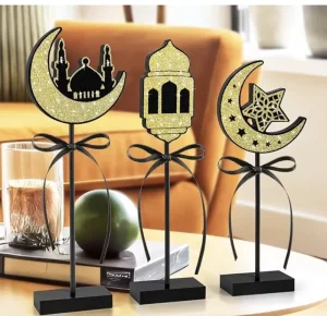 Ramadan Islamic Festival Party Hanging Ornaments Moon City Desktop Standing Sign Ambient Decor Supplies
