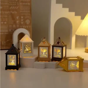 Ramadan Lantern LED Light Plastic EID Mubarak Decorative Night Light Ornaments for Islamic Muslim Party Eid Decor Kareem Ramadan