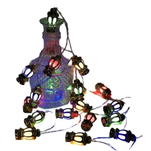 Ramadan Lantern LED String Lights Outdoor Rechargeable Dimmable 2M Length IP44 Waterproof 3500K Warm White Festival Decoration