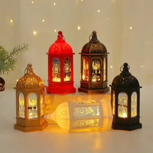 Ramadan Lanterns Decoration Plastic Eid Mubarak Lamp Led Light Tabletop for Ramadan Decoration Gift