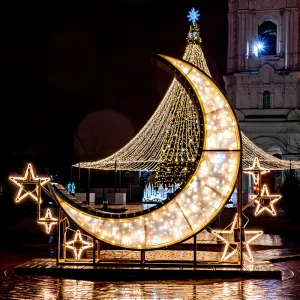 Ramadan Mall Decorations Big Crescent Moon Led Lights