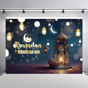 Ramadan Mubarak Eid Decorations Backdrop Banner Home Muslim Kareem Islamic Eid Festival Party Supplies Paper Pink