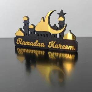 Ramadan Table Decoration Wooden Gold Silver Moon Ramadan Decorations
