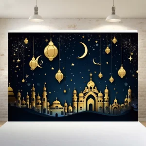 Ramadan Theme Colorful 100X150cm Polyester Fabric Backdrop ROMANCE Style Digital Printing Portable Party Promotional Supplies