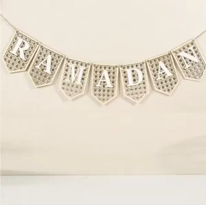Ramadan Wooden Decor Banner Hollow “RAMADAN” Letter Garland Islamic Festival Decoration