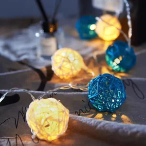 Rattan Ball String Light 1.5 3 5 6 10M Battery Powered Warm White Multi Color String Light Christmas Holiday Party Decor