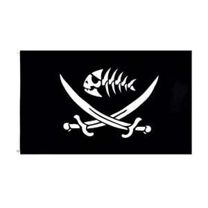 Ready Stock 100% Polyester 3×5 Flying Style Double Sided Pirate Fish Custom Print Flag