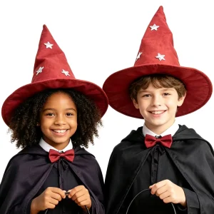Ready to Ship Customizable Faux Suede Wizard Hat Stars Wide Brim Men Women Kids Halloween Festival Costume Stage Performance