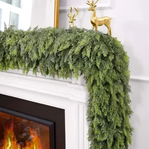 Real Touch 6FT Artificial Christmas Cedar Garland Eco Friendly Handmade