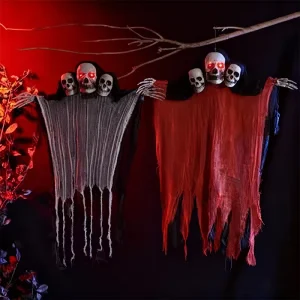 Realistic Animatronic Ghost Model Zombie Halloween Party Lights Plastic Skull Indoor Scene Arrangement Durable Battery Included