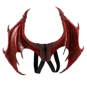 Realistic Dragon Wings Costume Accessory PU Leather Demon Wings with Elastic Straps for Halloween Cosplay Carnival Party Props