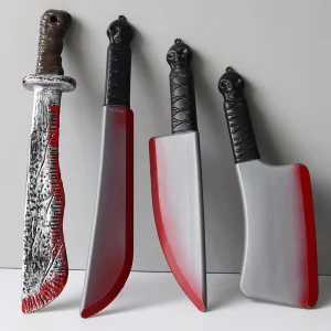 Realistic Halloween Machete Prop Reusable Flashing Plastic Knife for Party Decorations PP Material Factory
