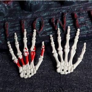 Realistic Halloween Skeleton Hands Plastic Human Ghost Bone Props for Haunted House Party Spooky Decor Ornaments