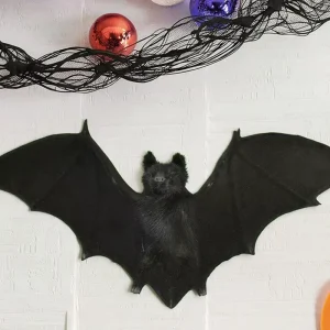 Realistic Simulated Bat Model Rustic Plush Lifelike Wild Animal Figure Decoration Halloween Scene Prank Hang Ornaments Made Fur
