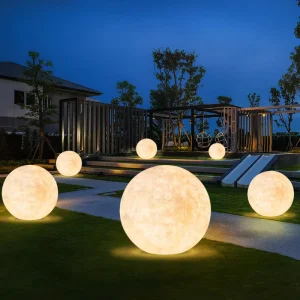 Rechargeable Waterproof Battery Operated Solar Charging Outdoor Beach Event Garden LED Ball Sphere Stone Light Lamp