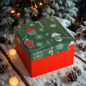 Rectangle Rigid Biodegradable Gift Box for Christmas New Year Holidays, Glossy and Matt Lamination, Embossing, Made of Paperboard