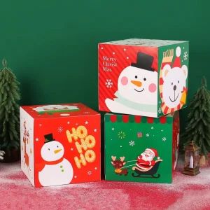 Recyclable Christmas Gift Box Paper Folding Packaging for Candy and Gift Craft Decoration