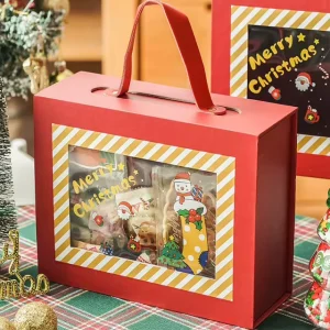 Recyclable Paperboard Hand Wrap Holiday Gift Set with Handle for Christmas Portable Gift Box