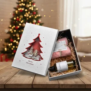 Recyclable Paperboard Hand Wrap Holiday Present Set with Handle for Christmas Gift Box Blind Big Portable Matt Lamination